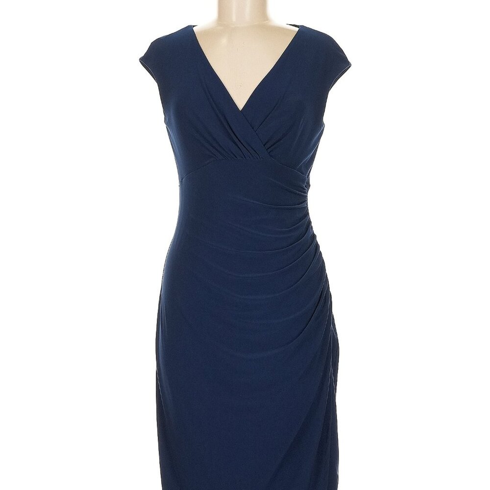 Navy Blue Sheath Cocktail Dress with Ruching